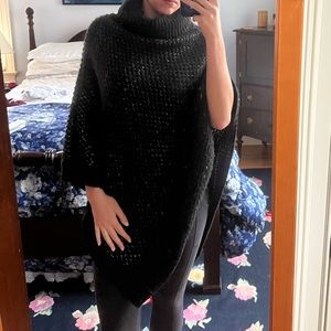 Calvin Klein black and sliver poncho perfect for work casual in the winter!